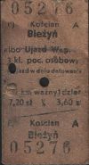 Bilet relacji Kościan-Bieżyń 3 kl.poc. osob. z 1.10.1954